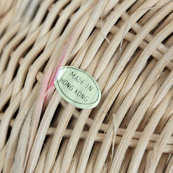 Lot of 12 Vintage Paper Plate Holder Colorful Woven Wicker Rattan Straw - Picture 4 of 10